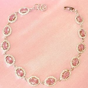 Pink Topaz and White CZ Tennis Bracelet
